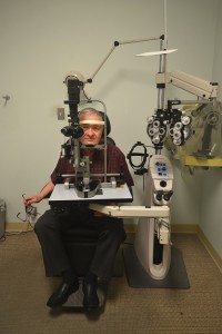 Patient with optometrist.