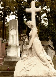Tombstone women with a cross